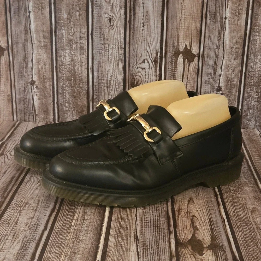 Sz 10 US Men's Dr. Martens Adrian Snaffle Black Leather Bit Loafers Shoes VGUC
